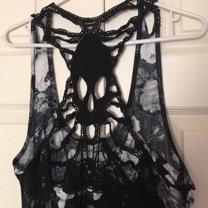 Rose swing tank with skull embroidery XL